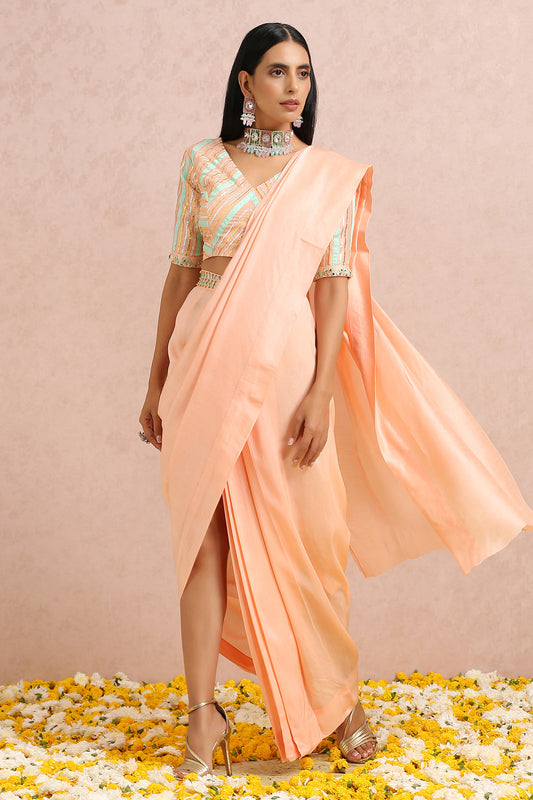 Peach Draped Saree